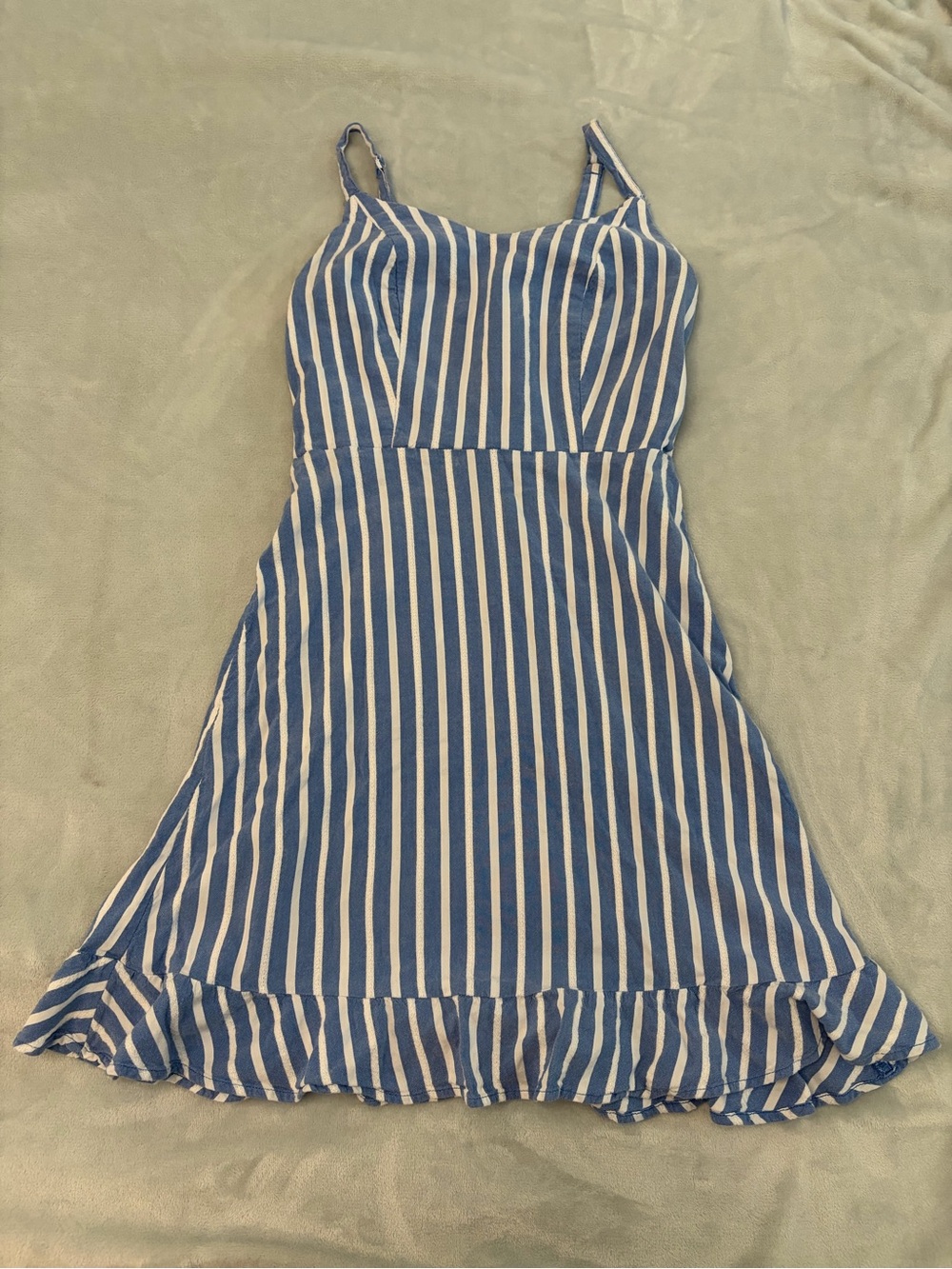 Old Navy Blue and White Striped Ruffle-Hem Sundress